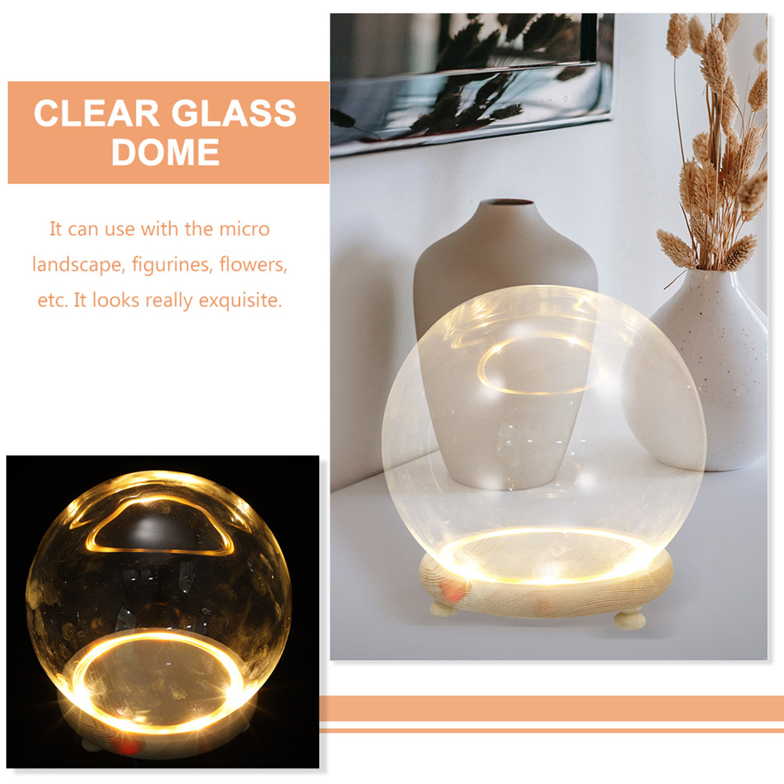 Glass Cover with Wood Base Pre - đánh giá và giá Plastic Dome Clear